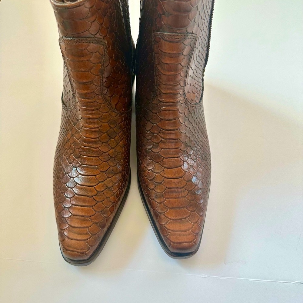 Donald J. Pliner Brown Embossed Leather Ankle Boots - Picture 8 of 8